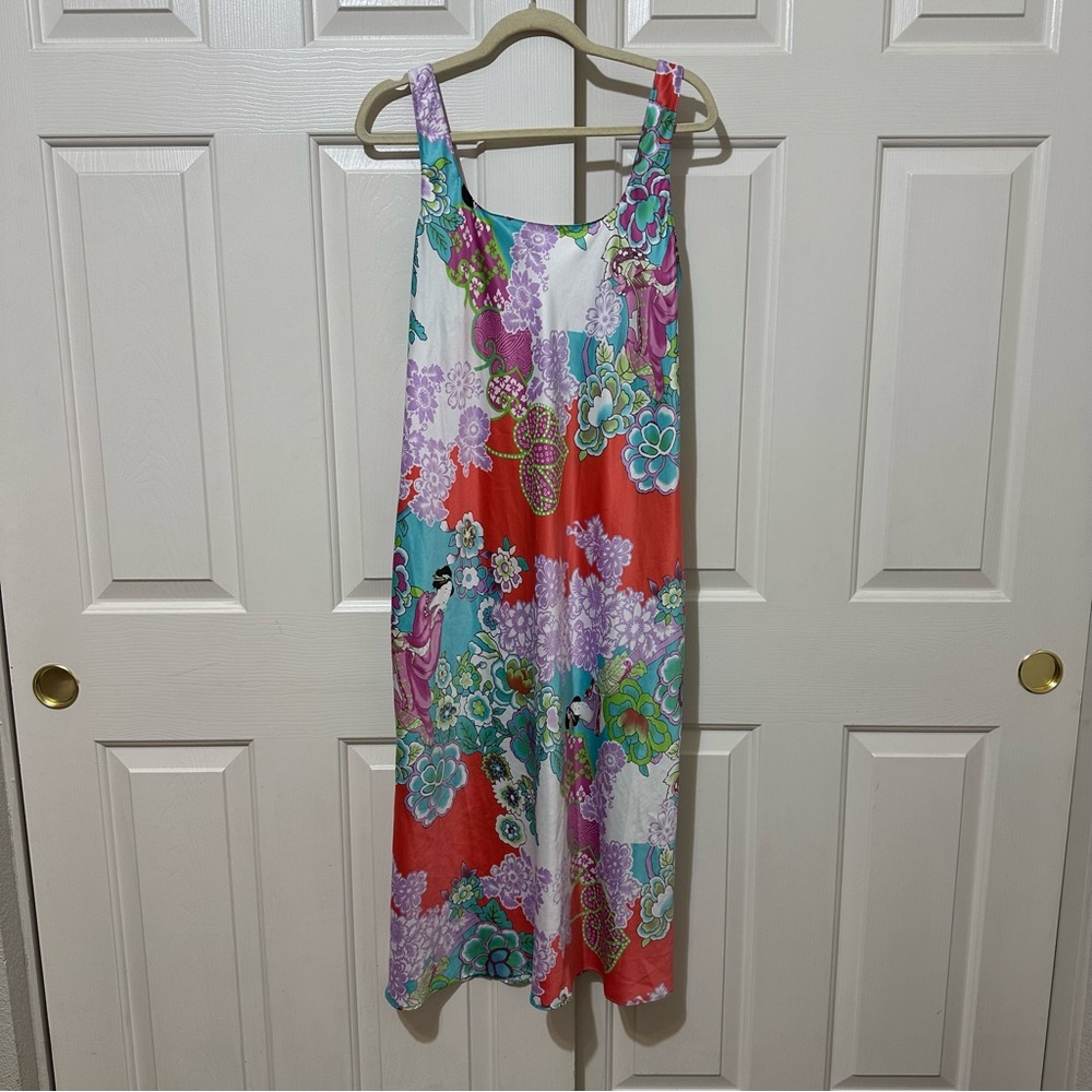 Natori Geisha Kyoto Floral Maxi Slip Dress Size M Easter Regency Luxury Satin